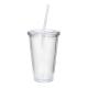 Double Wall Reusable Plastic Acrylic Water Bottle Clear For Parties Birthdays