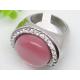 Pink Semi Precious Stone Stainless Steel Ring for Gift 1140471
