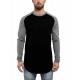                  Men′s Baseball Long Sleeved T-Shirt Oversize Fashion Basic Sleeve Raglan Men′s Longline Tee L/S             