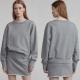 Ladies Gray Cotton Two Piece Set Sweatshirt Women