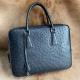 Authentic Ostrich Skin Key Lock Closure Businessmen Large Briefcase Laptop Purse Genuine Leather Male Working Handbag