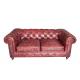 Red Grain 2 Seater Leather Sofa Top Grain Vintage Scratches Upholstered Type