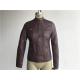Burgundy Pu Leather Coat / Biker Jacket With Triple Stitching Tw77492