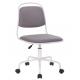 High Back Computer Home Office Swivel Chair With Grey Linen Seat White Swivel Castor Leg