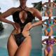 Sexy Halter 1 Piece Bathing Suits Openwork Sexy One Piece Bikini Metal Chain Beach