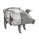 Pig-Shaped Metal Chicken Wire Basket With Handle, Galvanized Finish