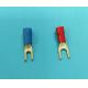 PVC Insulation Blue Fork Terminals 19A Fork Crimp Connectors Electrolytic Copper Tin Plated