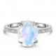 14K White Gold Oval Cut Moonstone Engagement Women Anniversary Ring With CZ Rings
