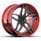 Staggered 3 Piece Forged Grey Red Wheels For 20inch Alloy Car Super Concave Rims