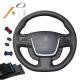 Black Genuine Leather Customized DIY Car Accessories Steering Wheel Cover For Peugeot 508 SW 508 2008 2009 2010 2011