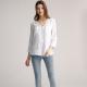 Pleated Front Womens Casual Linen Shirts 3/4 Sleeve Lily White Pullover Blouse