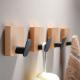 Towel Hooks Wall Mounted - Adhesive Bathroom Coat Hooks for Hanging Robes Clothes, Solid Wood Beech Wall Hook