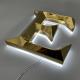 Outdoor Store front Sign 3D Backlit Acrylic Gold mirror Metal Light Up Led Channel Alphabet Letter Sign