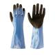 Industry Used Blue Black Nitrile Double Coated Guantlets with Sandy Nitrile Palm Coating