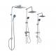 24MM Chromed Square Rain Bathroom Shower Set With Overhead Shower Head And Hand Shower
