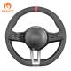 Fan Club Design Style Hand Stitching Black Full Suede Steering Wheel Cover for Stelvio 2017-2019