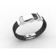Top Quality Europe Fashion Stainless Steel Genuine Leather Silicone Bangle Bracelet ADB35
