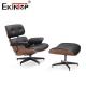 Adjustable Height Leisure Leather Chair Wooden Base With Footstool