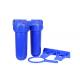 10'' Atlas style blue duo water filter housing with  3/4'' brass inlet/outlet port