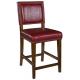 24 Faux Leather Counter Stool , Padded Bar Chairs Red Walnut Finish Frame