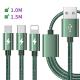 3-in-1 Fast Charge Cable USB Type C 5 Amp Data Charge Cable Braided Fabric Cord