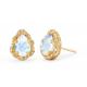 Water Drop Faceted 9K Gold Earrings With 6×8MM Moonstone Real Diamond