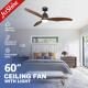 Bedroom Comfortable 3 Blade Wood Ceiling Fan 60 Inch Remote Control