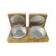 Empty Cosmetic Jars Aluminium Containers with bamboo cover / eye shadow powder