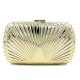 Gold Color Ladies Bridal Metallic Clutch Bag Shell Shaped For Evening Parties
