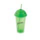 16oz AS/PS Double wall tumbler with dome lid and straw eco-friendly FDA/LFGB/CA65/CE/E