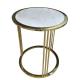 Round white Stone top polished gold finish metal frame coffee table/side table for hotel bedrooom and living room