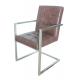Living Room Armrest Stainless Dining Chair Brown Shell Brushed Legs