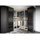 Black Wood Veneer Customized Wardrobe Closet Tailored L Shaped With Glass Doors