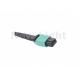 Green MPO Fiber Cable  Multi Mode OM3 8 Core 10 Meter For QSFP / Transceiver