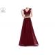 No Tail Chiffon V Neck Bridesmaid Dress Waist Beading Sleeveless Back Hollow Out