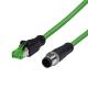 M12 4pin D Coding Male To RJ45 Ethernet Molded Shielded Waterproof Connector Cable  IP68