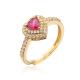 Gold Plated 18k Wedding Ring Heart Colorful Crystal Diamond Engagement For Women