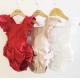 Premium organic cotton Lotus leaf+bowknot design baby girl clothes newborn