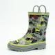 Kids Insulated Rubber Sole 3D Truck Printed Rain Boots With Handle Straps