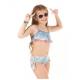 Girls Washed Denim Ruffled Crop Top Bikini - Pompom