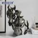 Indoor Metal Art Men And Horse Bronze Sculpture