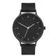316L SS Simple Black Leather Watch With Quick Release Bar Strap