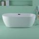 Durable Acrylic Free Standing Oval Bathtub With Center Drain Placement Soaking Bath