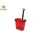 Telescopic Handle Plastic Rolling Basket With Two Wheels