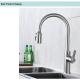 DC4.5-6.5V Brushed Nickel Gooseneck Kitchen Faucet With Pull Out Sprayer