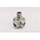 Cross joint for fluid control - Stainless steel machined parts from lost wax casting 1.4301, 1.4410