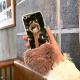 Hard Mirror PC Korean Style Cortex Sling Love Heart Shape Hiare Ball Pendant Cell Phone Case Cover For iPhone 7 6s Plus