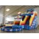 Funny Full Printing Inflatable Double Lane Water Slide With Round Pool