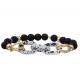 Black Spot Painted Chain Bead Stretchy Crystal Bracelet Stackable Handmade Dainty