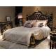 Italy antique luxuxy bedroom furniture master wooden leather bed AA-308